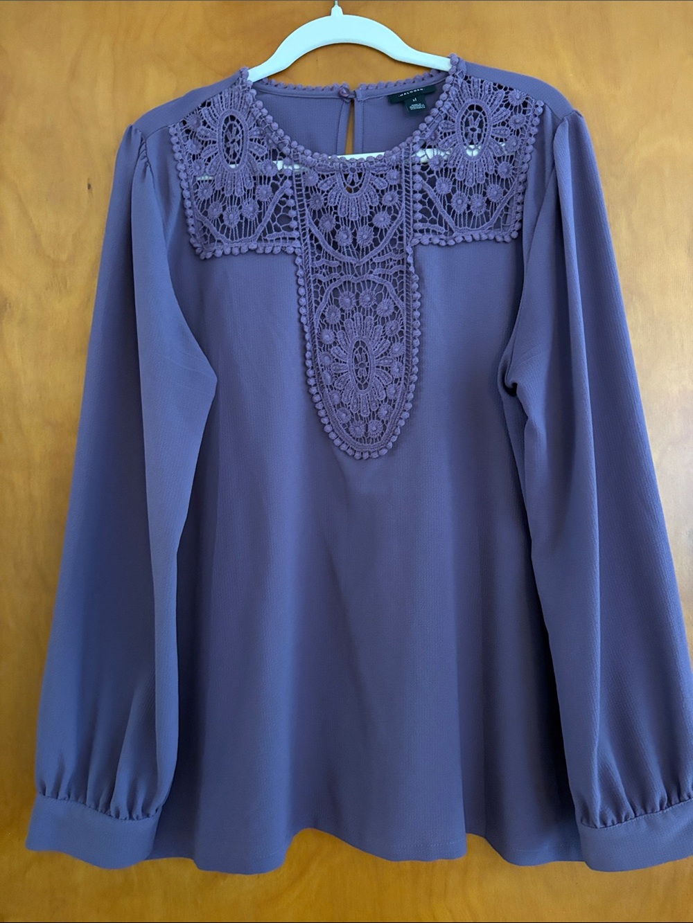 Women's Crochet Yoke Long-Sleeve Blouse